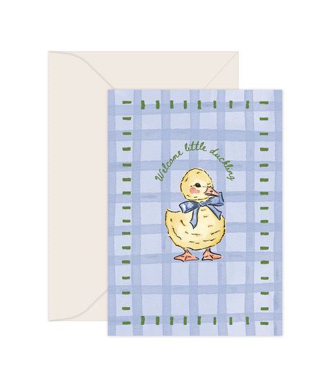 Welcome Little Duckling Blue - Greeting Card