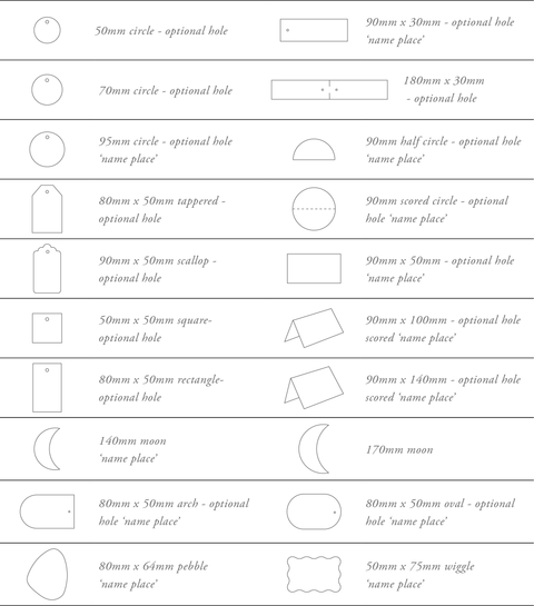 Name card / guest name shapes for printing, Blossie