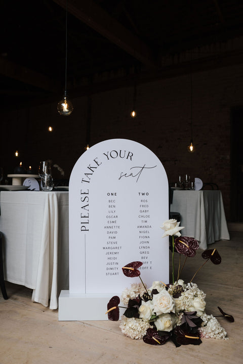White and Black arch seating chart at Ratho Farm